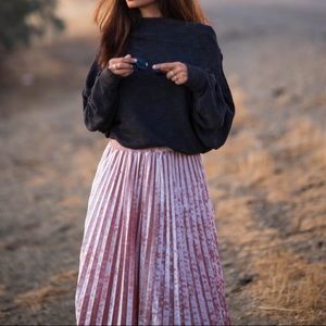 Velvet Pleated Skirt